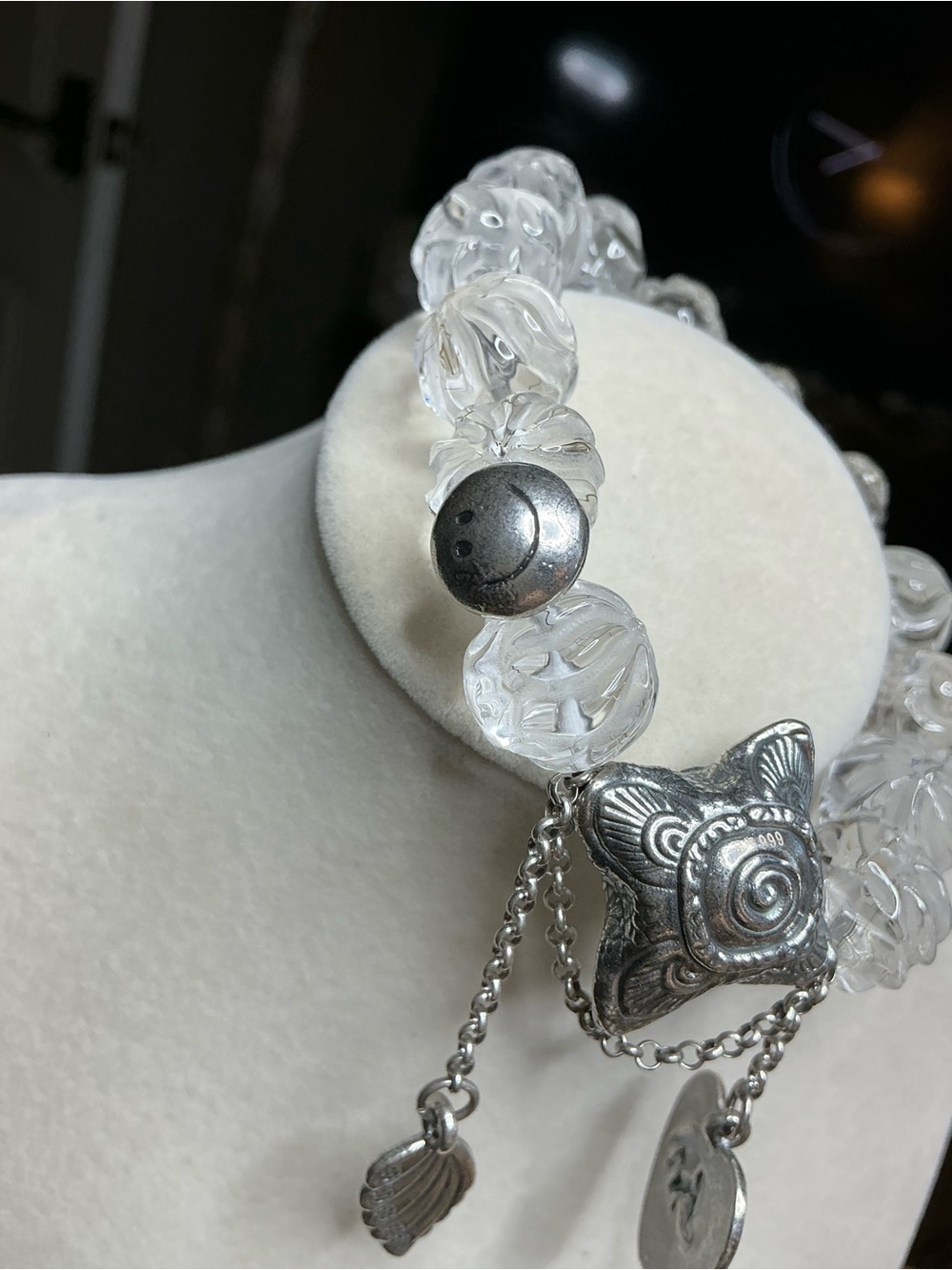 Nine Tail Fox Clear Quartz Gold Rutile Beads with 999 Silver Star Accent - Picture 5 of 9